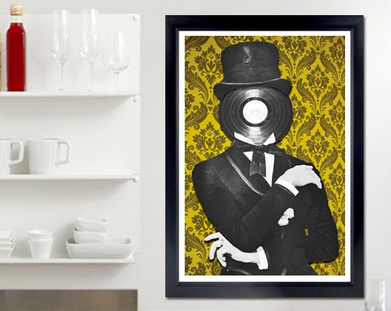 VINYL RECORD HEAD TUXEDO POSTER - Mixerfriendly