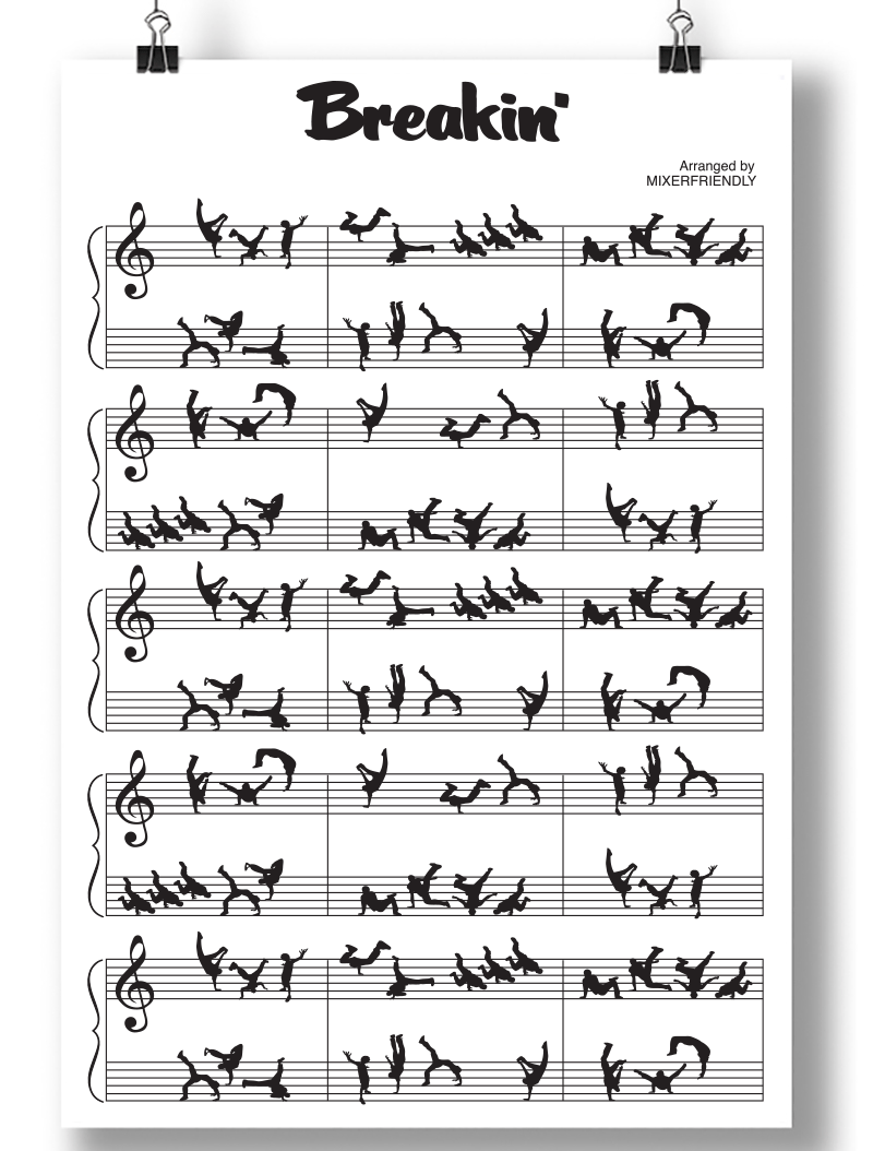 BREAKDANCING MUSIC SHEET POSTER image 0