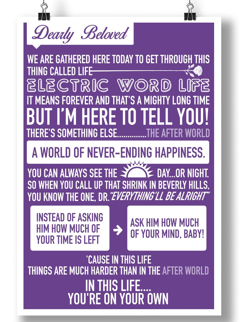 DEARLY BELOVED PRINCE LYRICS POSTER - Mixerfriendly