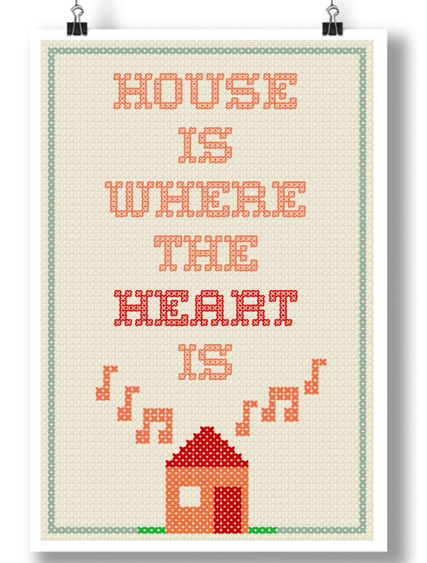 CROSS STITCH HOUSE MUSIC POSTER - Mixerfriendly