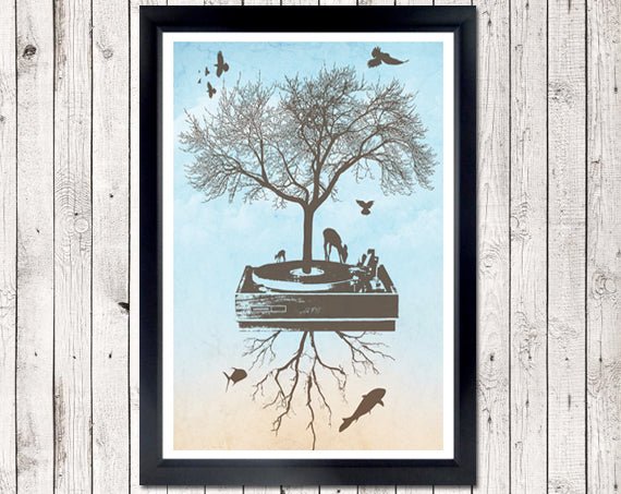 NATURE VINYL RECORD TREE POSTER