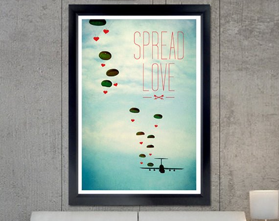 SPREAD LOVE NOT WAR PLANE POSTER