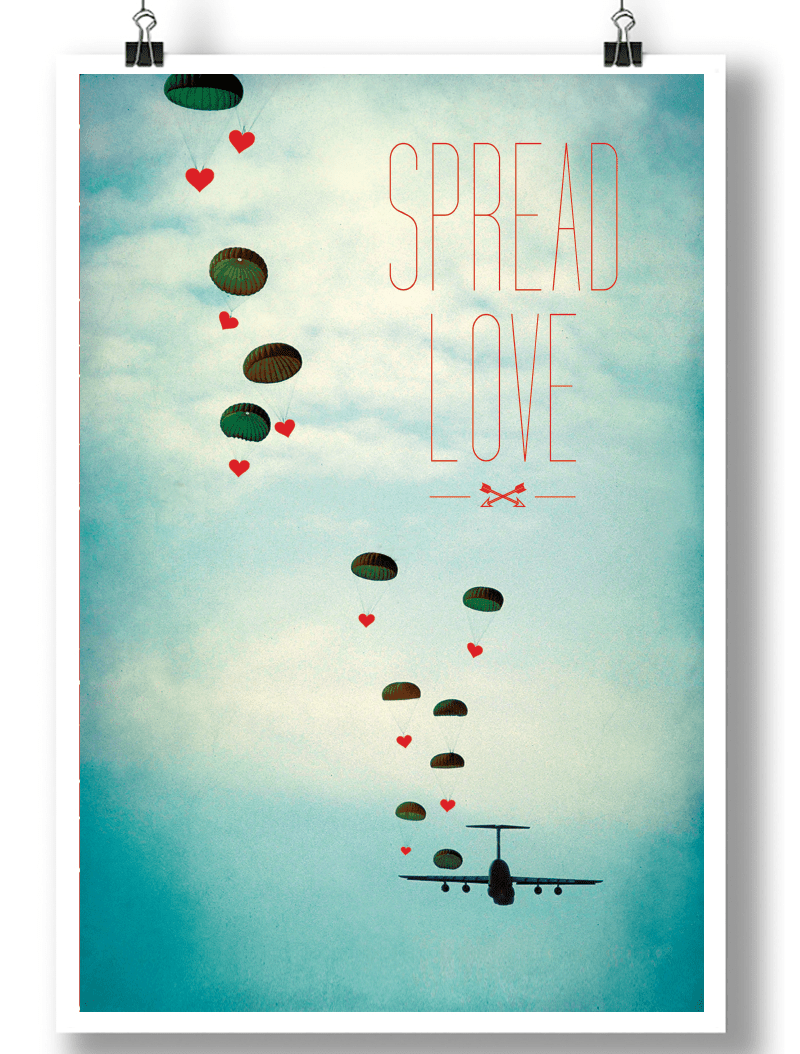 SPREAD LOVE NOT WAR PLANE POSTER