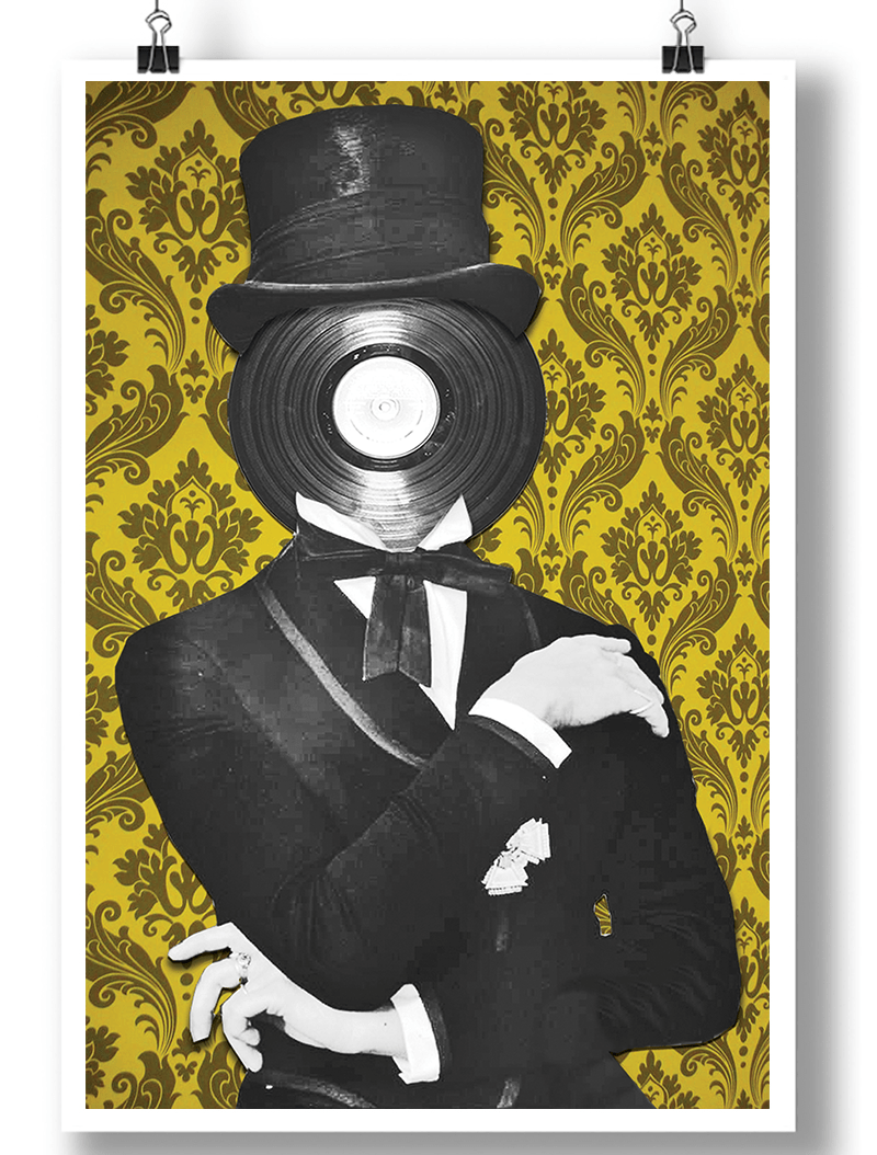VINYL RECORD HEAD TUXEDO POSTER - Mixerfriendly