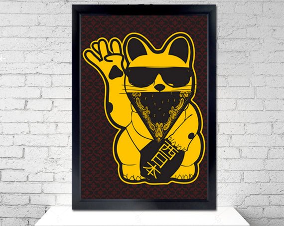 WEST COAST Maneki Neko LUCKY CAT POSTER - Mixerfriendly