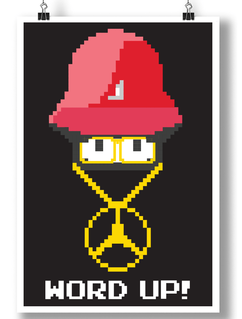 WORD UP 8-BIT MARIO BROS POSTER - Mixerfriendly